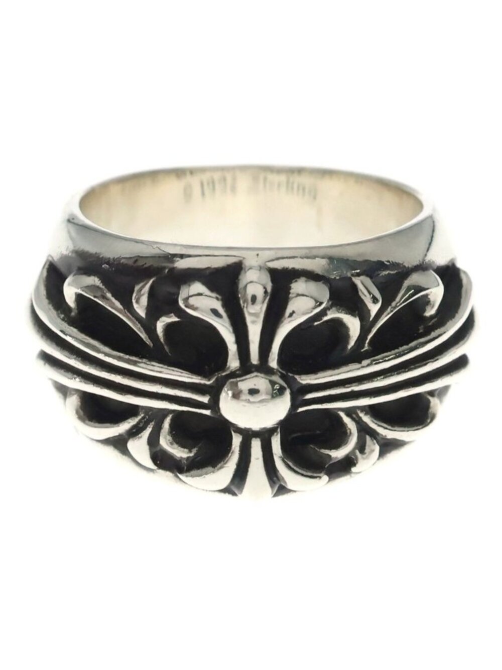 Chrome Hearts Flrl Floral Cross Ring Silver